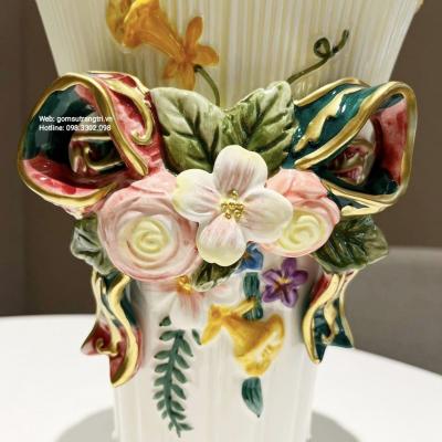 BÌNH HOA DÁNG CÚP HỌA TIẾT ĐẮP NỔI 3D